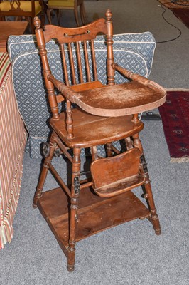 Lot 1261 - A Victorian oak metamophic highchair