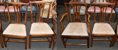 Lot 1332 - A set of four Hepplewhite style chairs,...