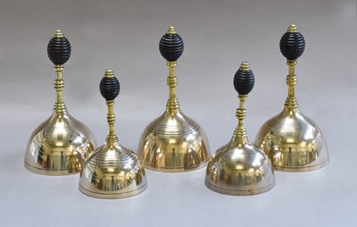 Lot 21 - Five 19th century brass and ebony service bells