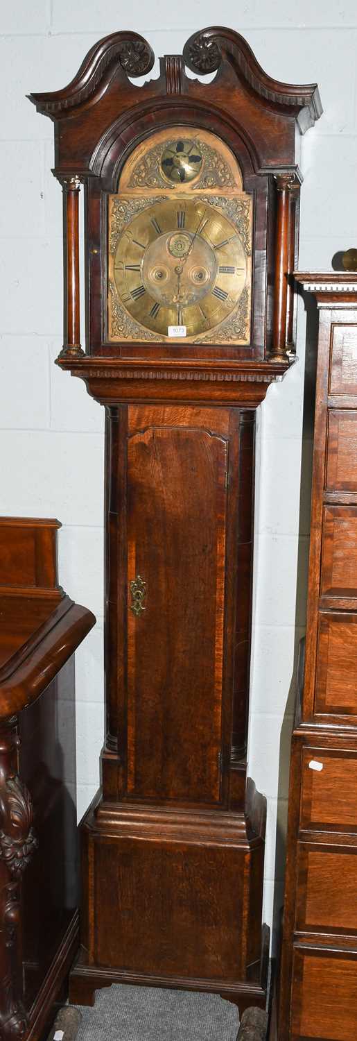 Lot 1073 - An oak eight day longcase clock, 18th century,...