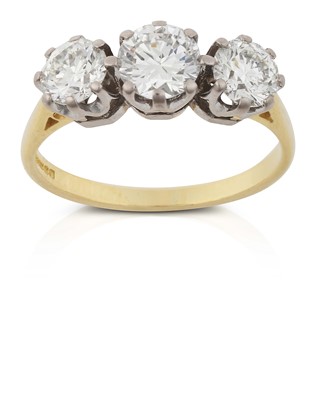 Lot 2324 - An 18 Carat Gold Diamond Three Stone Ring