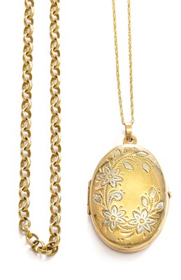 Lot 169 - A 9 carat gold locket on chain, pendant length...