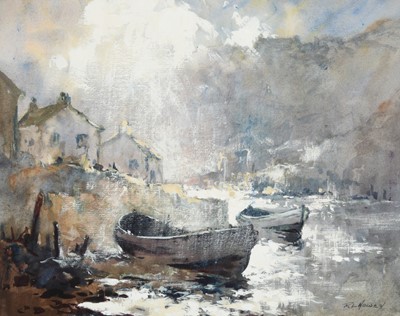 Lot 493 - Robert Lesley Howey (1900-1981) Moored boats...