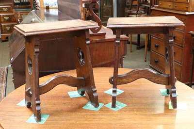 Lot 1238 - A Pair of Gothic Revival Oak Coffin Stools,...