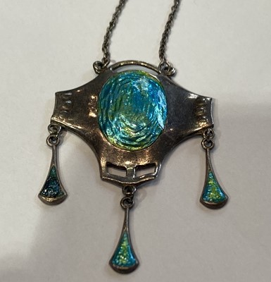 Lot 173 - A silver enamel necklace, by Charles Horner,...