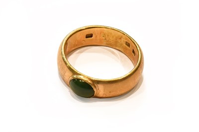 Lot 356 - A Hardstone Set Band Ring, stamped '18',...