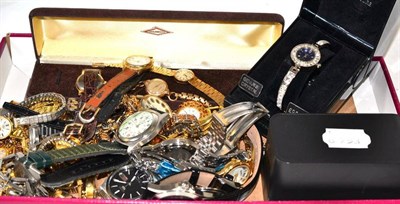 Lot 6 - A lady's 9ct gold Tissot wristwatch, a quantity of assorted wristwatches and a 9ct gold Marvin...