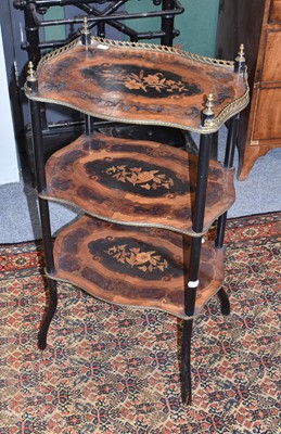 Lot 1115 - A French kingwood and marquetry three-tier...