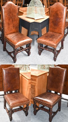 Lot 1283 - Two pairs of modern oak and leather...