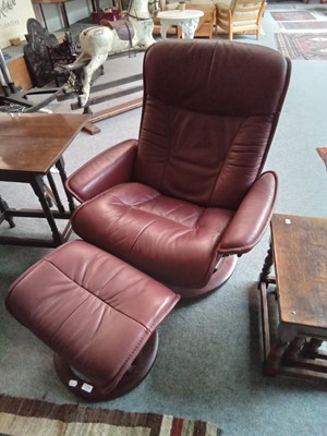 Lot 1236 - An Ekornes Stressless burgundy leather...