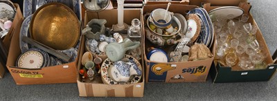 Lot 257 - Five boxes of assorted ceramics and glass,...