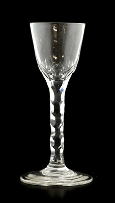 Lot 13 - An Ale Flute, circa 1750, the rounded funnel...