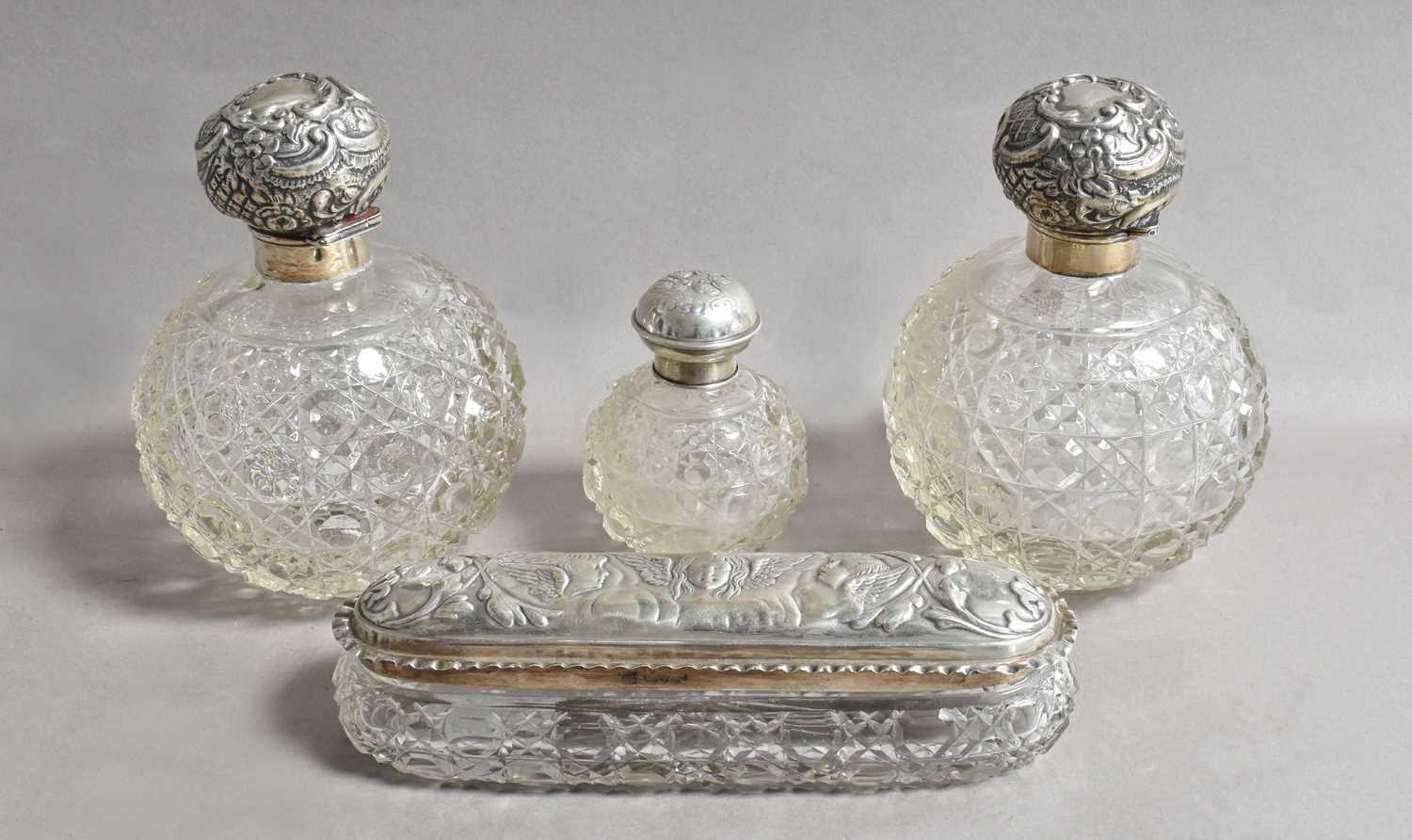 Lot 59 - A Pair of Edward VII Silver-Mounted Cut-Glass...