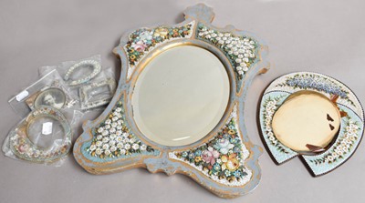 Lot 35 - Micro mosaic mirror, photograph frame and spares