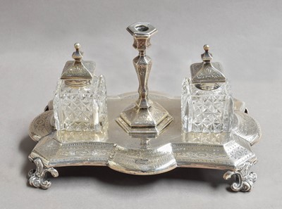 Lot 25 - A Victorian Silver Inkstand, by Walter and...