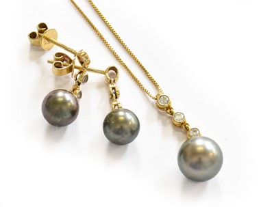 Lot 176 - An 18 carat gold cultured pearl and diamond...