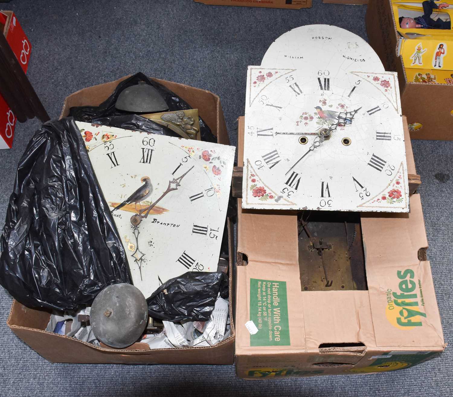 Lot 269 - Six various longcase clock movements and faces