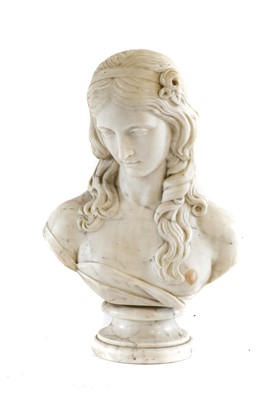 Lot 593 - A White Marble Bust of a Young Girl, late 19th...