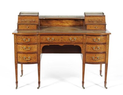 Lot 1243 - An Edwardian Satinwood Marquetry and Tulipwood Banded Writing Desk, early 20th century, with...