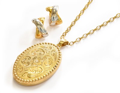 Lot 161 - A pair of 9 carat bi-coloured gold earrings,...