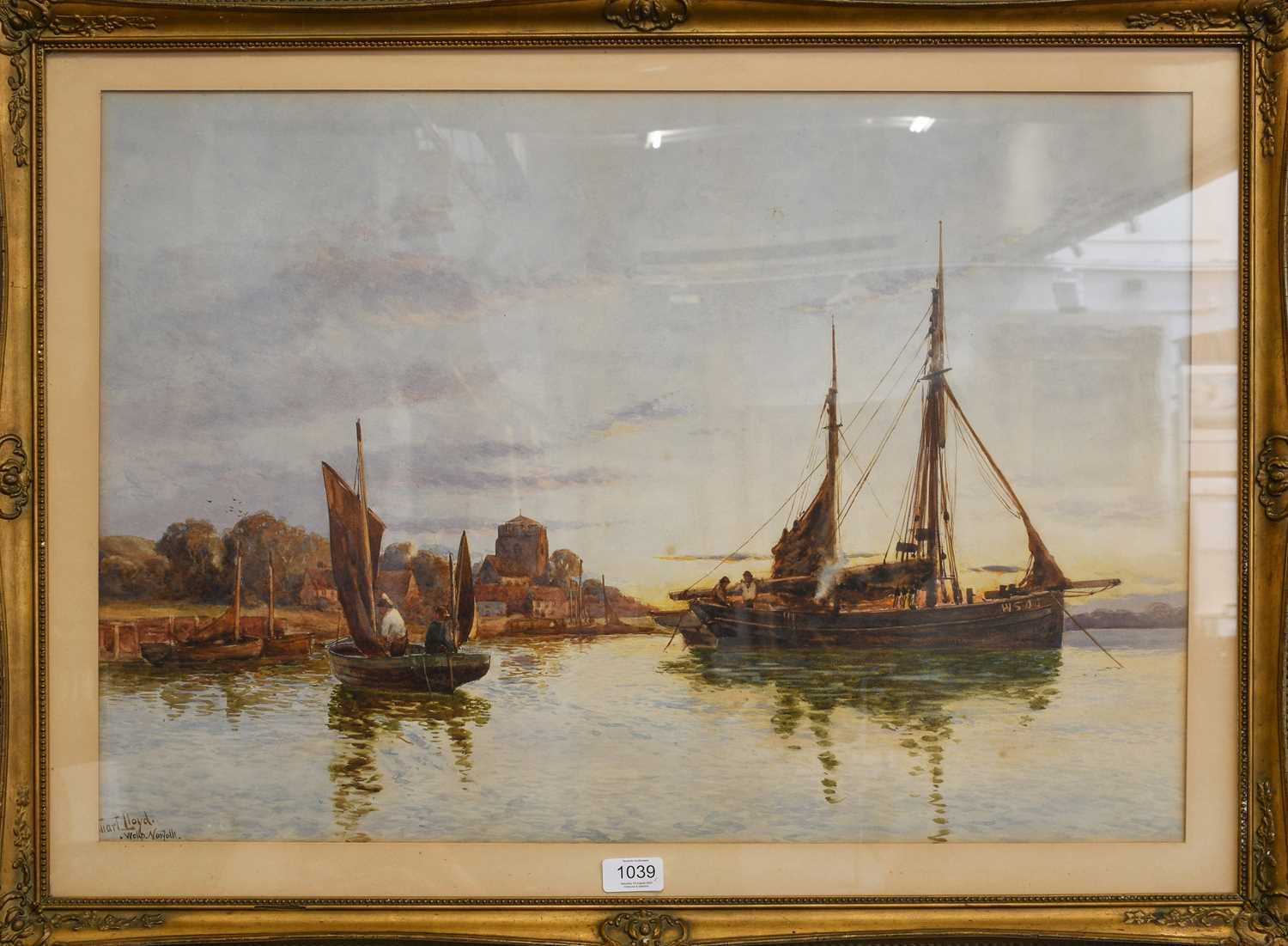 Lot 1039 - Walter Stuart Lloyd (1845-1929) Boats in Wells,...