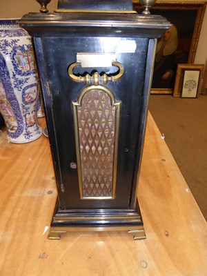 Lot 391 - An Ebony Veneered Quarter Chiming Table Clock,...