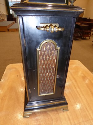 Lot 391 - An Ebony Veneered Quarter Chiming Table Clock,...