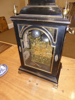 Lot 391 - An Ebony Veneered Quarter Chiming Table Clock,...