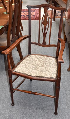 Lot 1123 - An Edwardian beech armchair, with pierced...