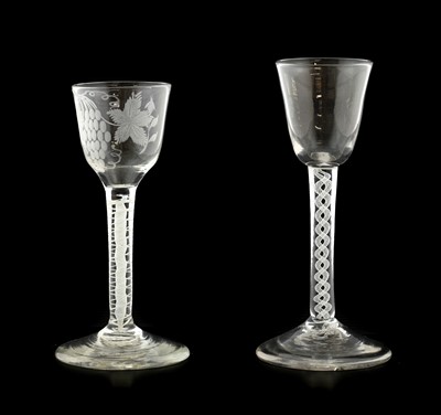 Lot 1 - A Wine Glass, circa 1750, the rounded funnel...