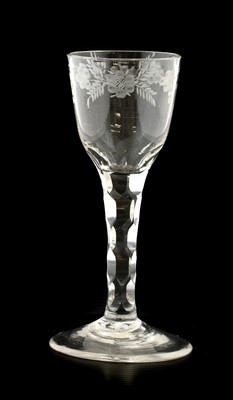 Lot 10 - An Ale Flute, circa 1780, the ogee bowl on a...