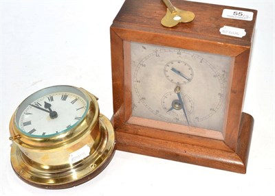 Lot 55 - A regulator type mantel timepiece and a ship's timepiece