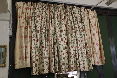 Lot 1204 - Two Pairs of Interlined Curtains, one with...