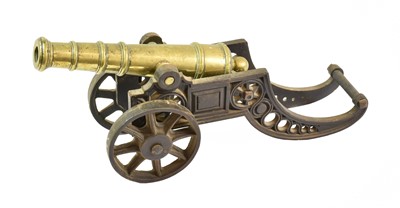 Lot 2199 - A Victorian Brass Signal Cannon, the 26cm...