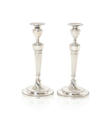 Lot 2102 - A Pair of Victorian Silver Candlesticks