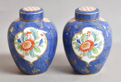 Lot 142 - A pair of Worcester jars and covers, shape...