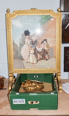 Lot 1176 - A gilt framed firescreen housing a pastel...