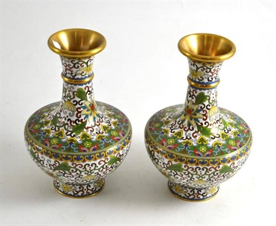 Lot 63 - A pair of cloisonné vases