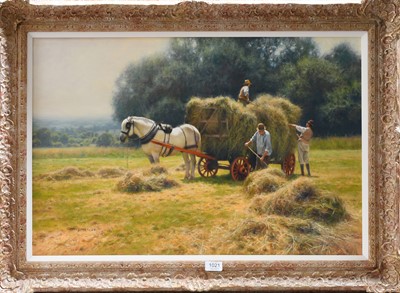 Lot 1021 - Tony Sheath (b.1946) ''Haymaking" Signed, oil...