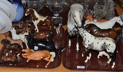Lot 68 - Beswick horses and other figures, including Appaloosa Stallion and Pinto Pony, Skewbald gloss,...