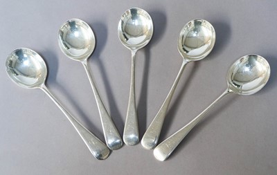 Lot 221 - A Set of Eleven George V Silver Soup-Spoons,...