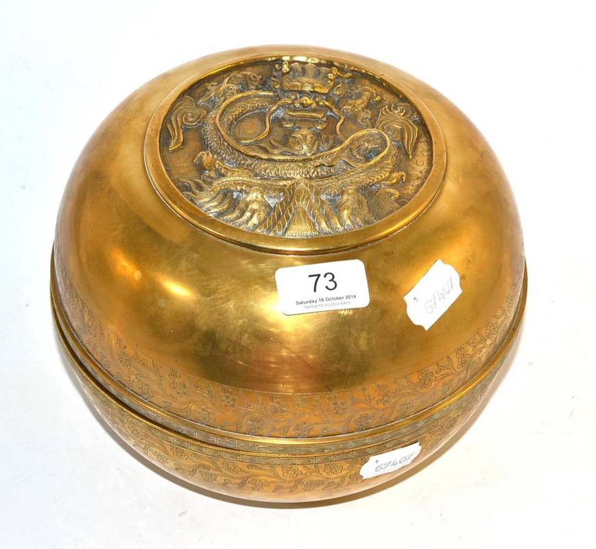 Lot 73 - A Chinese bronze bowl and cover, Qianlong reign