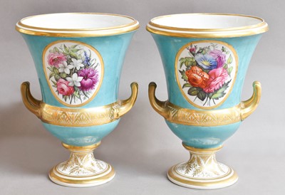 Lot 137 - A pair of Derby campana shaped vases, circa...
