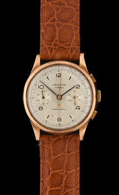 Lot 2236 - Orator: An 18 Carat Gold Chronograph...