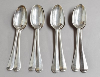 Lot 105 - Two Sets of Four George II Silver Table-Spoons,...
