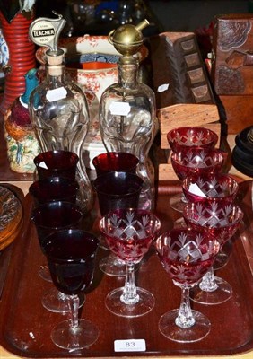 Lot 83 - Pair of dimple decanters and two sets of glasses