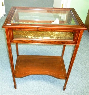 Lot 1247 - An Edwardian Mahogany and Boxwood Strung Bijouterie Table, early 20th century, with hinged lid...