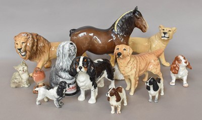 Lot 59 - A Beswick shire horse, lion, lioness and...