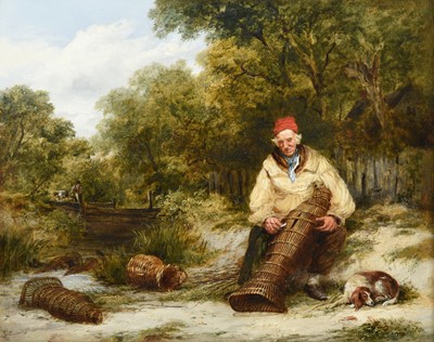 Lot 1075 - James Stark (1794-1859) "Mending the Eel Pots"...
