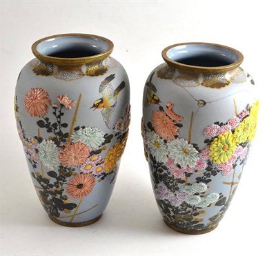 Lot 91 - A pair of Seto-Ware vases, Meiji period (1868-1912), by Kawamoto Hansuke V, of baluster form...